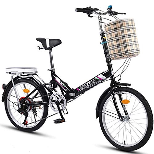 Folding Bike : DERTHWER mountain bikes Folding Bicycle 20 Inch Men And Women Lightweight Folding Bike Bicycle Adult Mini Speed Car Double Disc Brake Folding Bike, Black