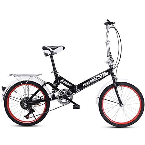 Folding Bike : DERTHWER mountain bikes Variable Speed Lightweight Folding Bike Small Portable Bicycle for Adult Student Teens Folding Bike Country Road Bicycle Adult Student, Three Colors (Color : Black)