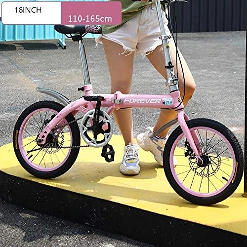 Folding Bike : DFJU Foldable Bicycle Female Ultralight Portable Small Work Shift Bicycle 20 Inch Adult Adult Adult Male Fast Folding Riding Light Mountain Folding Bike City Bike, Pink