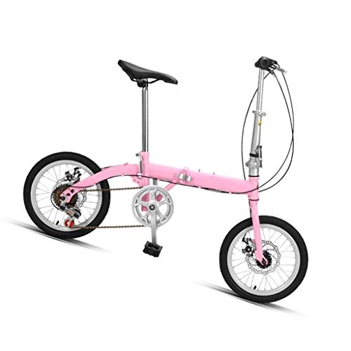 Folding Bike : DFKDGL Variable Speed Lightweight Folding Bike Comfortable Bike Compact Bike 6-Speed Foldable Bicycles For Adults Men And Women Commuting, Travel Carry (Color : Pink) Unicycle