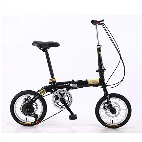 Folding Bike : DGAGD 14 inch lightweight folding bicycle with variable speed dual disc brake bicycle black