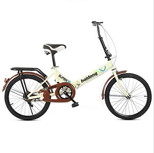 Folding Bike : DGAGD 20-inch folding bicycle student folding non-speed bicycle shock-absorbing bicycle-yellow_Frameless