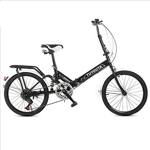 Folding Bike : DGAGD 20 inch folding bicycle student folding variable speed bicycle shock-absorbing bicycle-black_Frameless