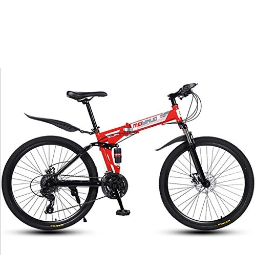 Folding Bike : DGAGD 26 inch damping variable speed folding adult bicycle mountain bike spoke wheel-red_21 speed
