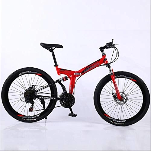 Folding Bike : DGAGD 26 inch folding mountain bike adult off-road soft tail bicycle forty knife wheels-red_21 speed