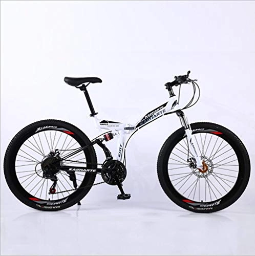Folding Bike : DGAGD 26 inch folding mountain bike adult off-road soft tail bicycle forty knife wheels-white_24 speed