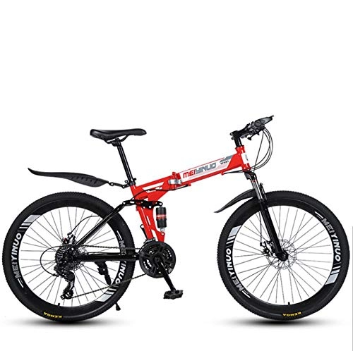Folding Bike : DGAGD 26 inch shock absorption variable speed folding adult bicycle mountain bike forty wheels-red_24 speed