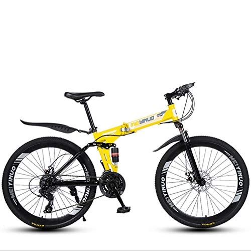 Folding Bike : DGAGD 26 inch shock absorption variable speed folding adult bicycle mountain bike forty wheels-yellow_21 speed