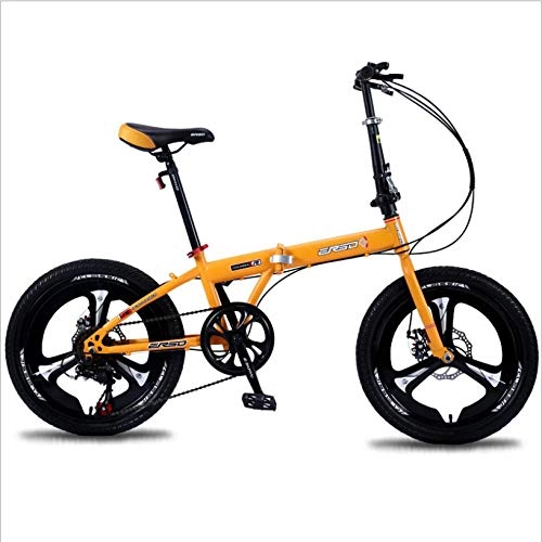 Folding Bike : DGAGD Folding bicycle 20-inch lightweight adult bicycle ultra-light portable student bicycle-orange