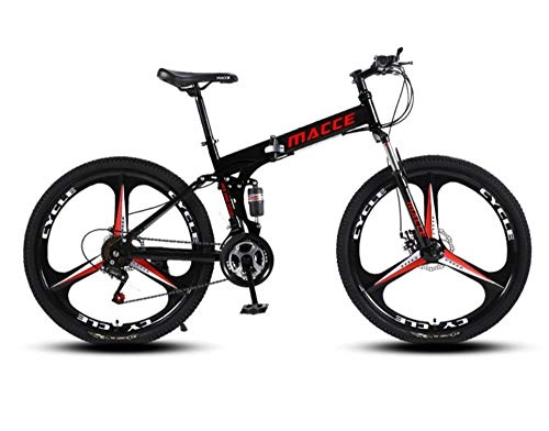 Folding Bike : DGAGD Mountain Folding Bike 26-inch Variable Speed Double Shock Absorbing Bicycle Tri-cutter Wheel-black_24 speed
