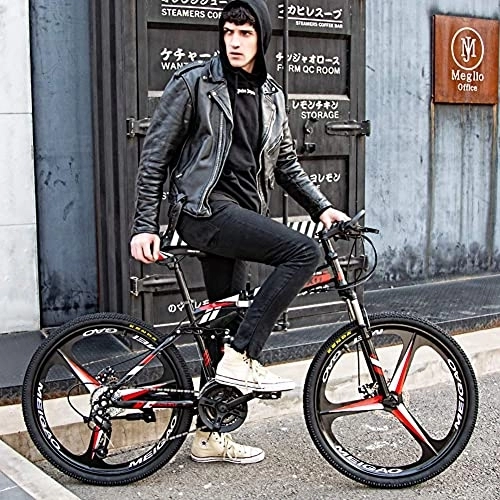 Folding Bike : DGHJK 21 Speed Folding Mountain Bike, 26in MTB Bicycle Folding Bike Full Suspension Mountain Bicycle Dual Disc Brake