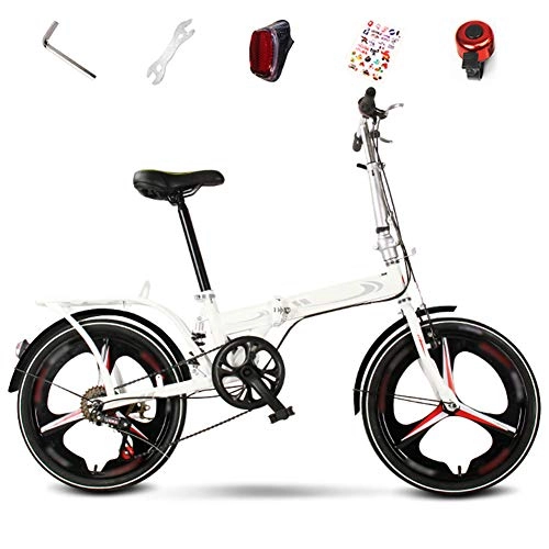 Folding Bike : DGPOAD Folding Mountain Bike, 6-Speed Unisex Adult Bicycle, 20 Inches Off-road MTB Bike, Foldable Commuter Bike / white