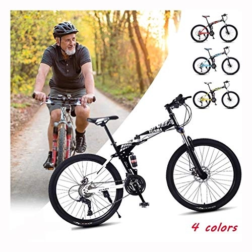 Folding Bike : Dirt Bike Mountain Bike Exercise Bike Road Bike Mens Bike Girls Bike 24 / 26 Inch Lightweight Mini Folding Bike Small Portable Bicycle Adult Student , 21 / 24 / 27-Speed ( Color : White , Size : 26in )