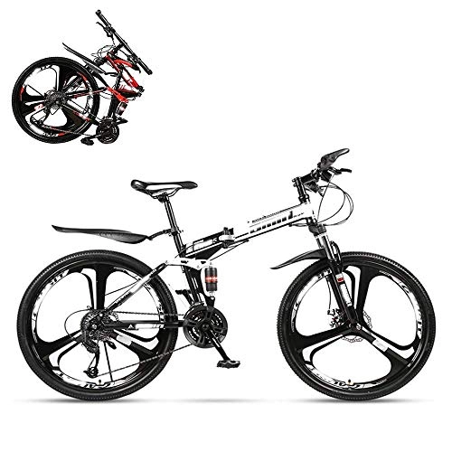 Folding Bike : DLILI Foldable adult bike, 26 inch off-road racing with double shock absorption and variable speed, with front shock absorber lock, 4 colors, suitable for a height of 165b
