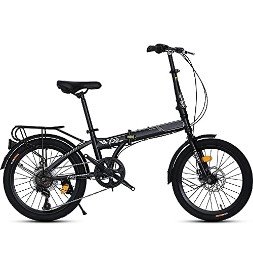 Folding Bike : DODOBD 20 Inch Foldable Bicycle, Unisex Folding Bicycle 6-Speed Variable Speed, Carbon Steel Adult Portable City Bicycle, Foldable Compact Bicycle With Anti-Skid And Wear-Resistant Tire
