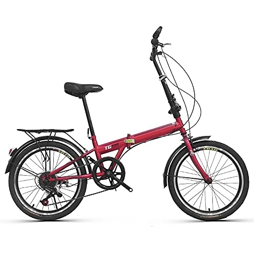 Folding Bike : DODOBD 20 Inch Folding Bike, Carbon Steel 6 Gear Speed System, Folding City Bicycle Foldable Compact Bicycle With Anti-Skid And Wear-Resistant Tire For Adults