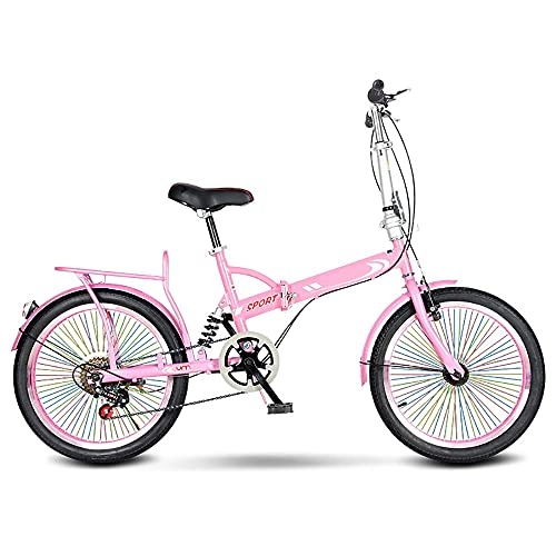 Folding Bike : DODOBD 20 Inch Folding Bike City Bicycle, Foldable Bicycle Small Unisex Folding Bicycle 6-Speed Variable Speed, Front V Brake And Rear Brake, Adult Portable Bicycle City Bicycle