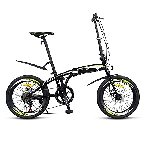 Folding Bike : DODOBD 20 Inch Folding City Bike Bicycle, Carbon Steel Foldable Bicycle, Small Unisex Folding Bicycle 7-Speed Variable Speed, Adult Portable Bicycle City Bicycle