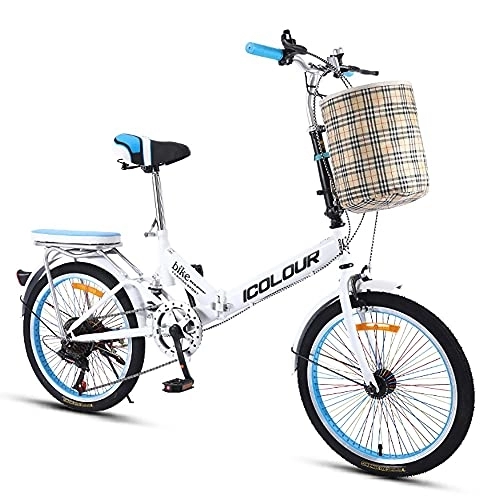 Folding Bike : DODOBD Folding Bikes, 20 Inch Mini Portable Student Comfort Speed Wheel Folding Bike for Men Women Lightweight Folding Casual Bicycle, Damping Bicycle, Shockabsorption