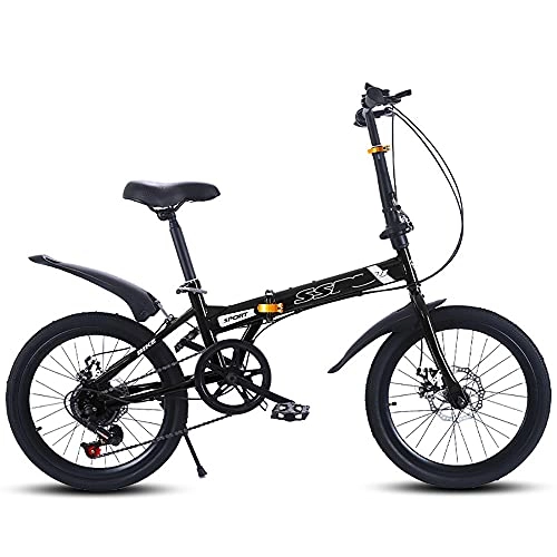 Folding Bike : DODOBD Folding Bikes, Folding Bicycle City Bike 7-Speed Variable Speed, Adult Portable Bicycle City Bicycle, 20 Inch Carbon Steel Foldable Bicycle Small Unisex