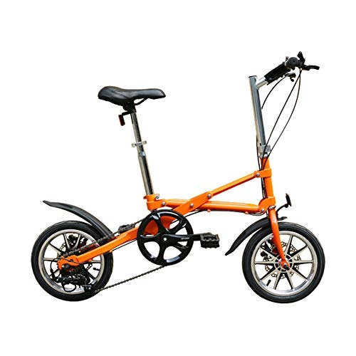 Folding Bike : DPGPLP 14-Inch Folding Speed Bike - Adult Folding Bike - Fast Folding Bike Adult Portable Mini Pedal Bicycle, Orange