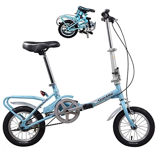 Folding Bike : DRAGDS 12Inch Mini Student Folding Bike, Children Commuter Carbon Steel Frame Adult Bicycle, Lightweight City Road Cycling with Anti-Skid Tire of Free Installation, 12 inch