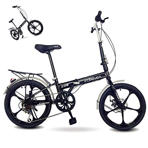 Folding Bike : DRAGDS 20Inch Variable Speed Folding Bike, 6-Speed Cycling Foldable Bicycle for Adult and Student, Lightweight Mini Carbon Steel Bicycle of Precision Flywheel, 20 Inch / 6 Speed