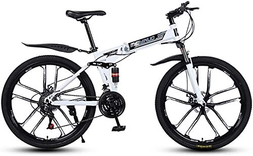 Folding Bike : Drohneks 26 Inch Mountain Bike 21 / 24 / 27 Speed Folding Mountain Bicycle Double Disc Brake Bike Folding Mountain Bike Suitable For Adults