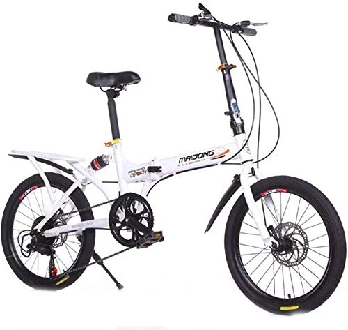 Folding Bike : Dual Suspension Mountain Bikes Comfort & Cruiser Bikes Children s Mountain Bike Folding Bicycle 20 Inches Wheel Variable Speed Bike (Color : Red)-White