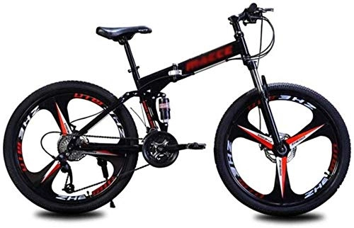 Folding Bike : Dual Suspension Mountain Bikes Comfort & Cruiser Bikes Mountain Bikes Folding 24 Inches Wheels City Road Bike Outdoor Folding Bicycle (Color : Red Size : 27 Speed)-21_Speed_Red