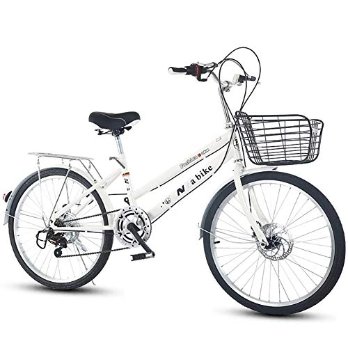 Folding Bike : DULPLAY Foldable Bicycle, Lightweight Commuter City Bike 7 Speed Easy To Install For Adult Unisex White 7 Speed 22inch