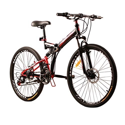 Folding Bike : DULPLAY Foldable Mountain Bikes, High Carbon Road Bike, Ultra-light Fat Tire Alloy Frame Lightweight Bicycle, Unisex Full Suspension MTB For Men Women Black 24 Speed