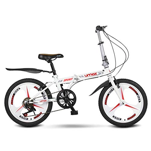 Folding Bike : DX Bicycle Bike White Folding Outdoor Mountainee Suitable Boys and Girls 20 Inch Adult Student Speed 200b u200bAdjustabl Persona