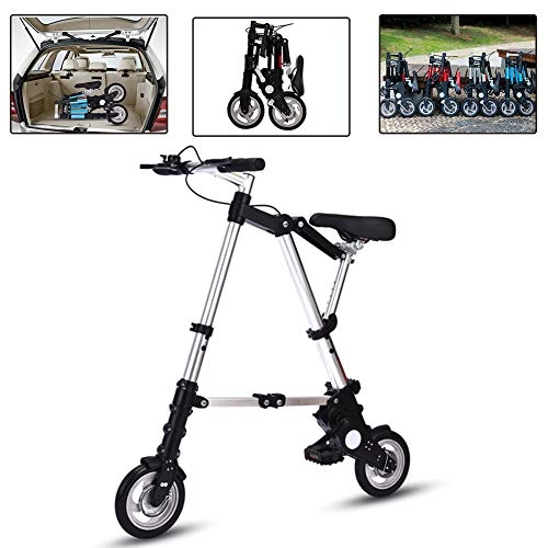 Folding Bike : DYWOZDP Portable Folding Mini Bike, Comfortable Adjustable Seat, Lightweight City Bicycle with Pneumatic Tire, Small Portable Bicycle Damping Bicycle for Adult Student, 8 Inch, Gray, 1