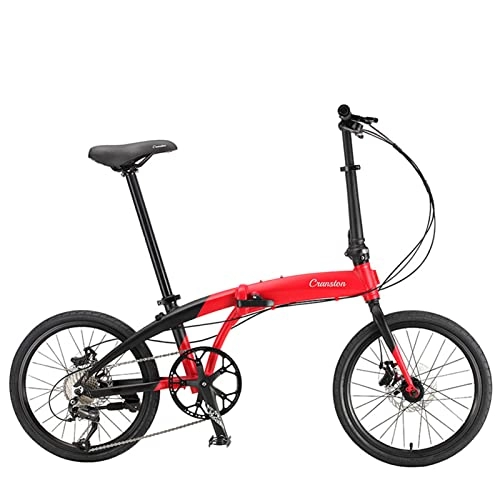 Folding Bike : EASSEN Adult 20 Inch Folding Bicycle, Convenient Aluminum Frame 19 Speed Shifting System, With Dual Mechanical Disc Brakes, Bilateral Folding Pedals for Men Women Kids Red Black