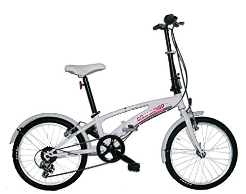 Folding Bike : Emmegi shop Unisex white Changing 6Speed Folding Bike