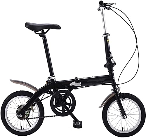 Folding Bike : Eortzzpc Adult Work Bike Road Folding Bicycle, for Men 14 Inch Wheel Carbon Racing Front and Rear Mechanical Ride, for Urban Environment and Commuting To and From Get Off Work (Color : BlackVbrake)