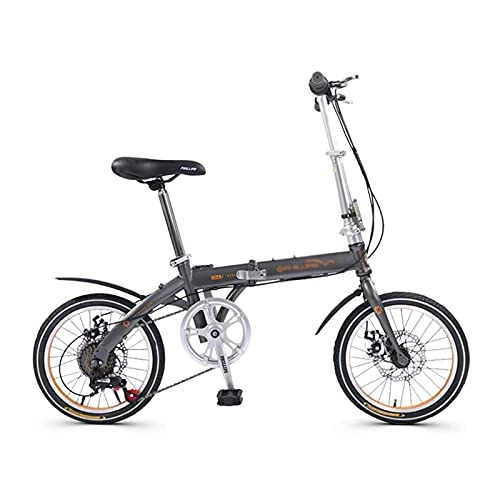 Folding Bike : FBDGNG Folding Bike, 16 inch Comfort Mobile Portable Compact 6 Speed Foldable Bicycle for Men Women - Students and Urban Commuters, Grey