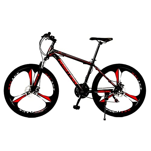 Folding Bike : FEIFEImop A Three-wheeled Mountain Bike With 27-speed Gearbox, 67-inch Body, Dual Shock Absorbers, Folding Bikes, Dual Disc Brakes, Recreational Bikes, Suitable For Travel And Easy To Carry, Red