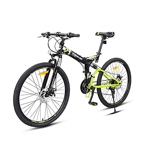 Folding Bike : FEIFEImop Adult And Youth Two-wheel Folding Bicycle 162 Cm Folding Bicycle, Easy To Carry And Fold, Super Shock Absorption, 24-speed Gearbox, Dark Green