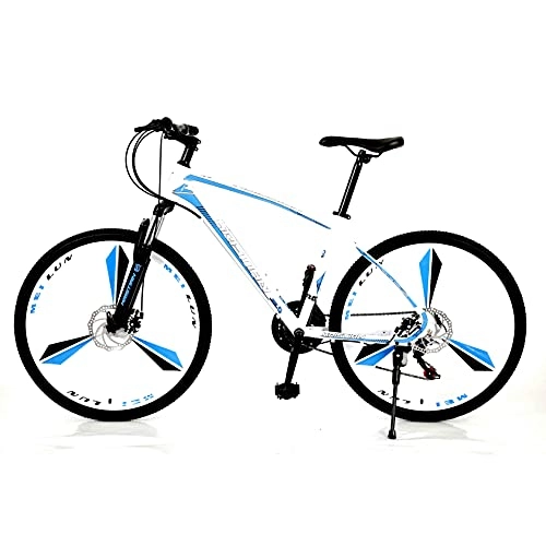 Folding Bike : FEIFEImop Three-wheel Mountain Bike 27-speed Gearbox, 25-inch Wheel Folding Bike, Strong Shock Absorption, Stable Driving, 173cm Long, Suitable For City Travel And Tourism, Blue