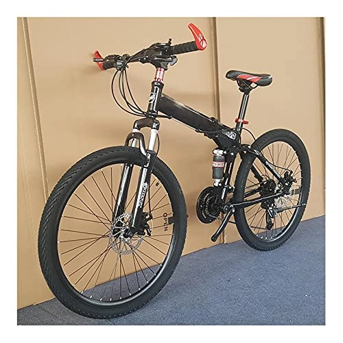 Folding Bike : FGKLU 26 inch 21 Speed Folding Mountain Bike for Adults Men Women, High Carbon Steel MTB Bicycle, Full Suspension Dual Disc Brake Bike