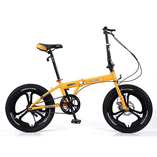 Folding Bike : FLYFO Folding Bike, Student 18 / 20 Inches Bikes, Lightweight Adult Bike for Men And Women, Ultra Light Portable Variable Speed Bicycle, Yellow, 18 inches