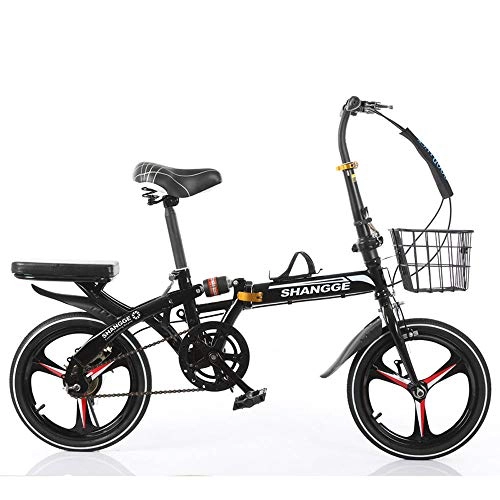 Folding Bike : FLYFO Single Speed Brake Bike, Folding Integrated Wheel 20 Inch Adult Ultra Light Portable Student Bicycle, Travel Bikes, Road Bicycle, Black