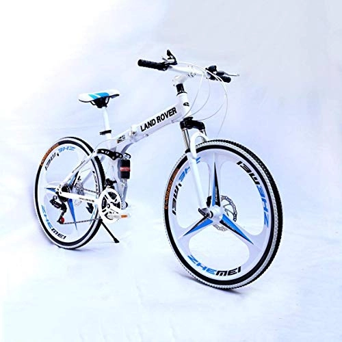 Folding Bike : Foiding Mountain Bike, Featuring Medium Steel Frame and 26-Inch Wheels with Mechanical Disc Brakes, 27-Speed Shimano Drivetrain, in Multiple Colors, White, 24speed