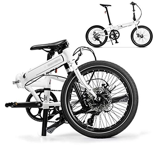 Folding Bike : Foldable Bicycle 20 Inch, 8-Speed Folding Mountain Bike, with Double Disc Brake, Unisex Lightweight Commuter Bike