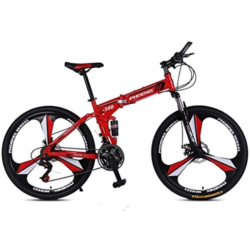 Folding Bike : foldable bicycle 24 inch Folding Bike Bicycle，Shock-Absorbing Off-Road Anti-tire Mountain Bike Transmission 21 Speed bikes