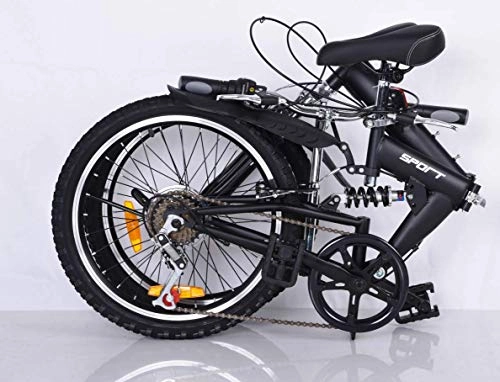 Folding Bike : Foldable Bike, 20 Inch Comfortable Mobile Portable Compact Lightweight 6 Speed Finish Great Suspension Folding Bike for Men Women - Students and Urban Commuters (Black)