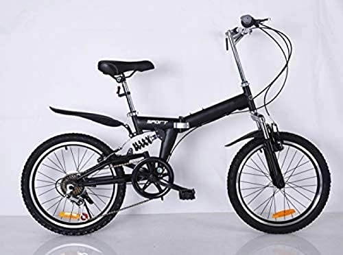 Folding Bike : Foldable Bike, 20 Inch Comfortable Mobile Portable Compact Lightweight 6 Speed Finish Great Suspension Folding Bike For Men Women - Students And Urban Commuters, Black, Super2