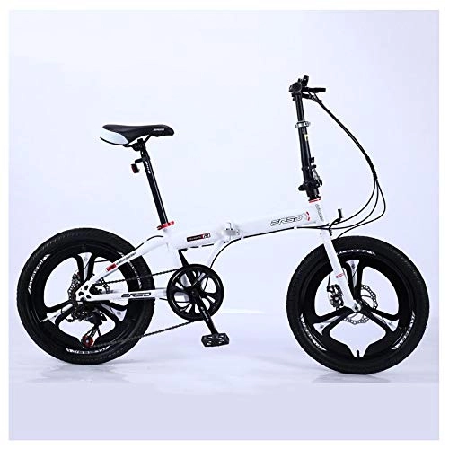 Folding Bike : Foldable Bike Adult Unisex Variable Speed Portable Damping Folding Bike Student Leisure Light Folding City Bicycle, White, 18in